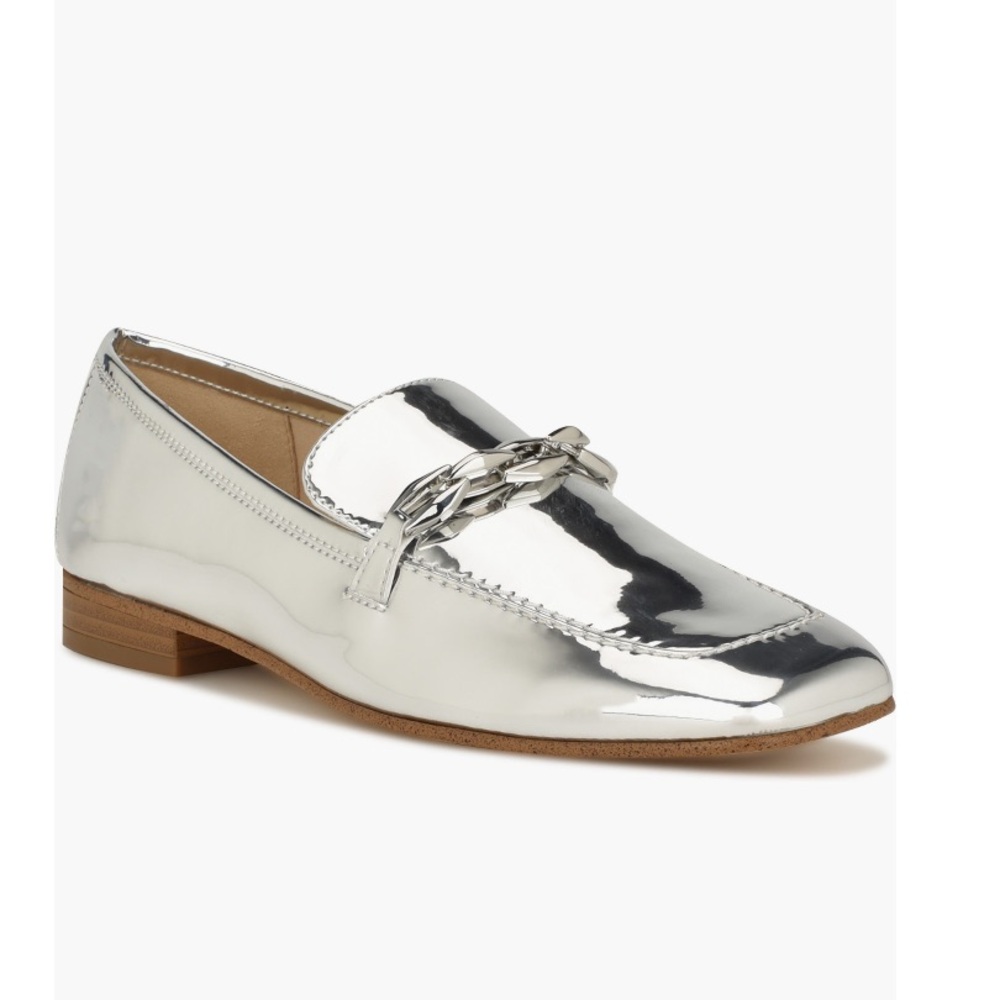 Nine West Metallic Silver Loafers